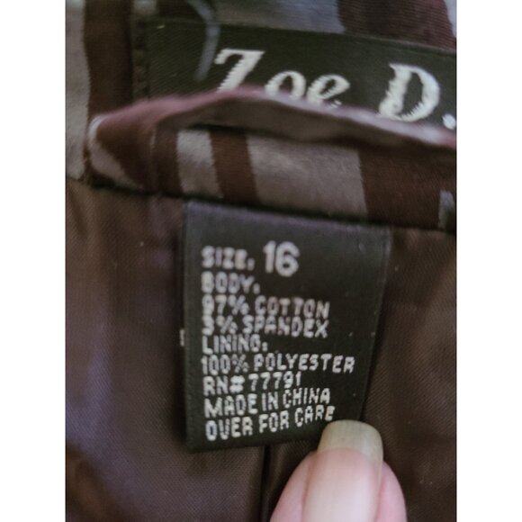 Zoe D Trench Coat Jacket Brown Long Sleeve Button Up Lined Outerwear Coat Zebra - Picture 5 of 12